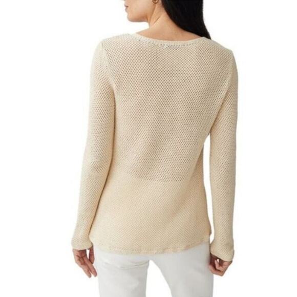 J. McLaughlin Long Sleeve Donna Sweater Womens Large Beige Linen Blend Neutral - Picture 2 of 10